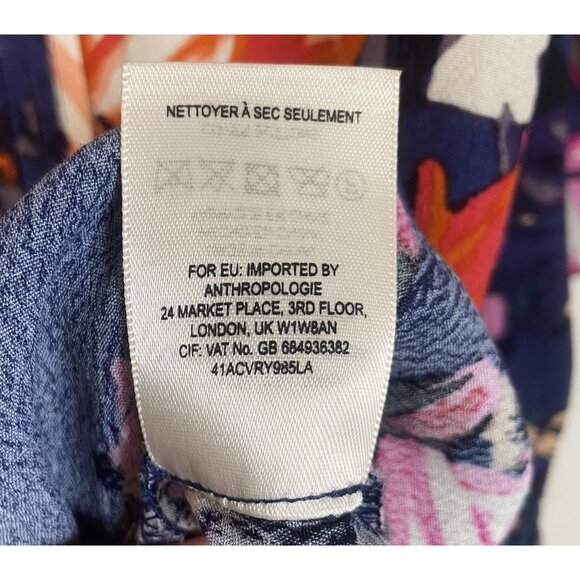 Anthropologie Maeve Caravane Dress Size Small Boho Tunic Navy Floral Drop Waist - Picture 7 of 11